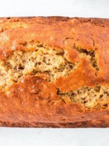 sourdough banana bread loaf from above