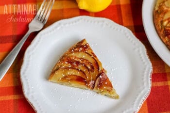 slice of apple dessert on a white plate