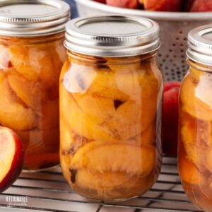 3 jars of home canned peaches.